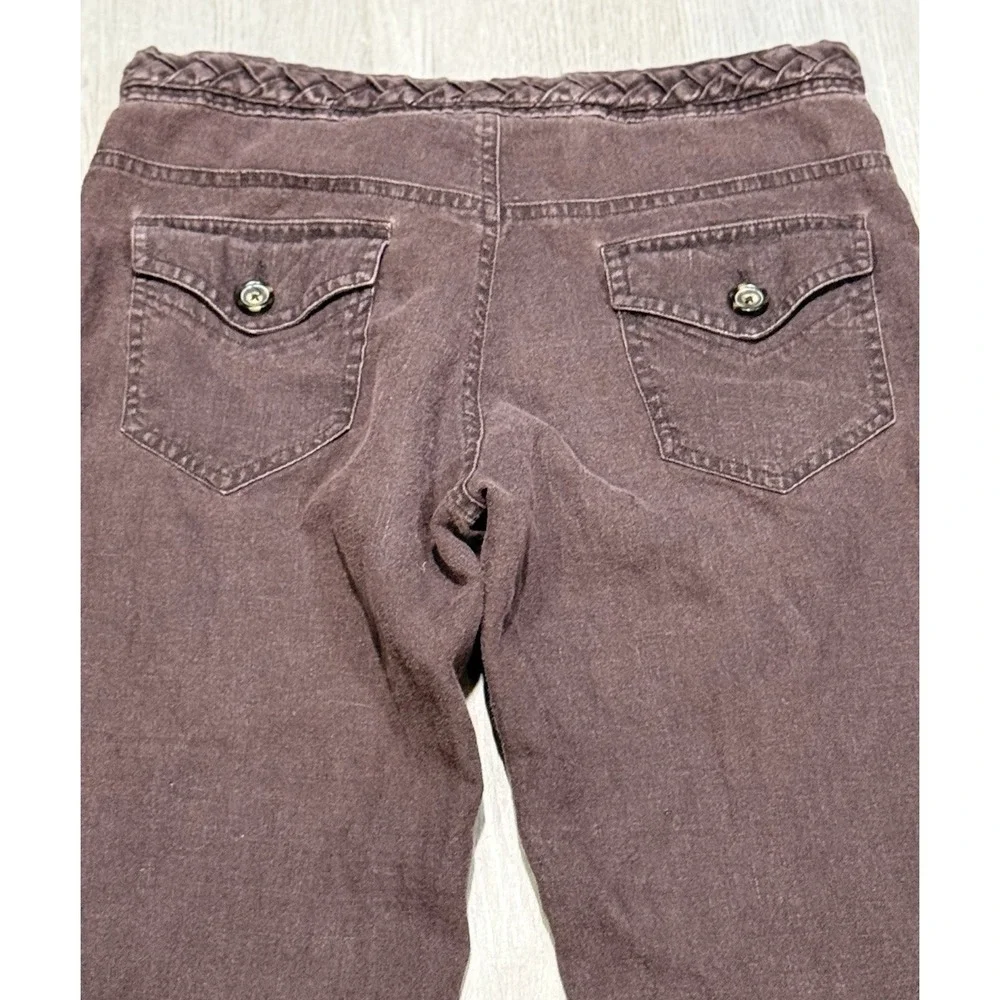 Banana Republic Wide Leg 100% Linen Pants Women's Size 2 Brown Braided Accent